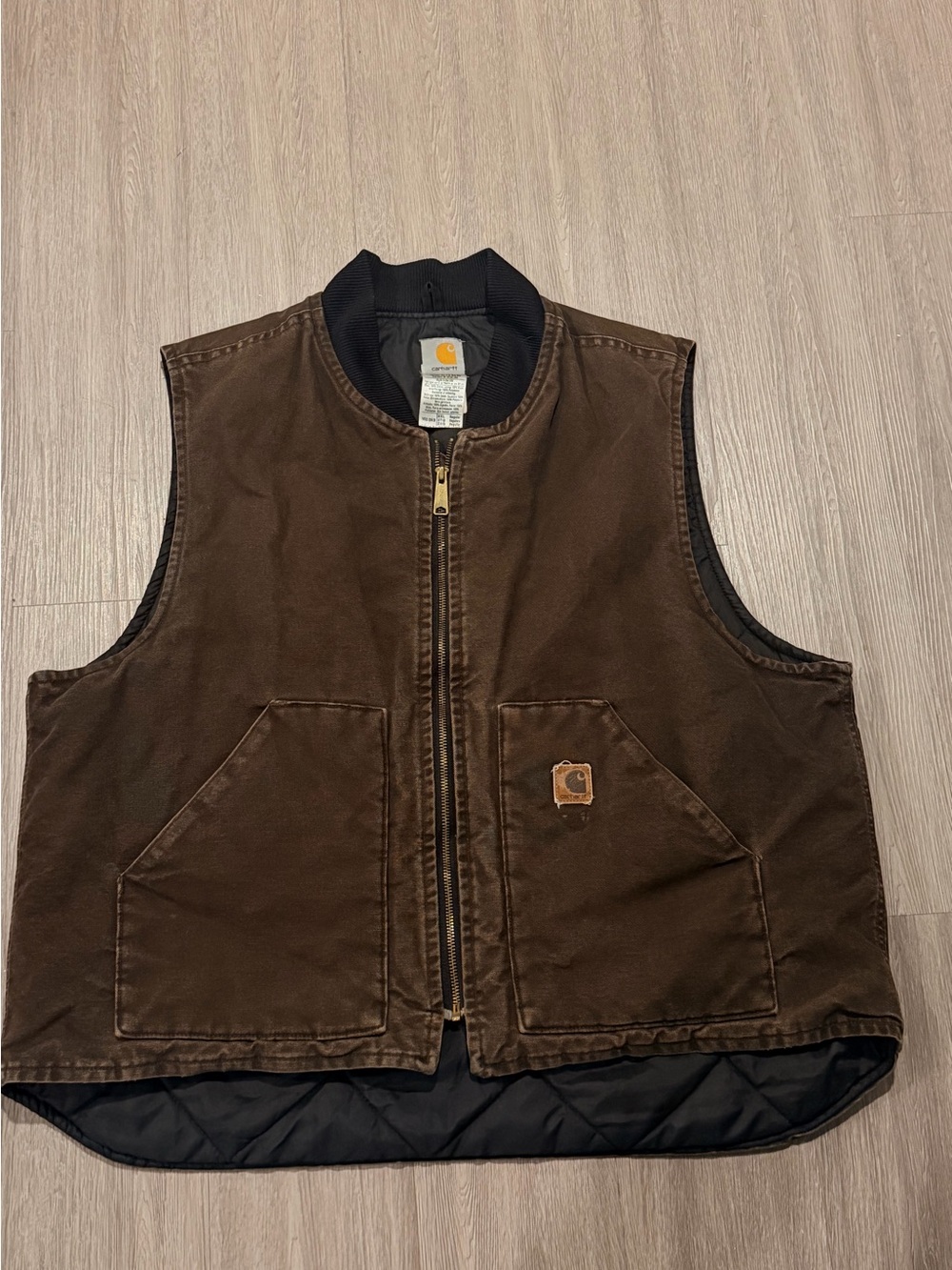 Vintage Carhartt V02 Vest Men’s 2XL Brown Made In USA Arctic Quilt Lined